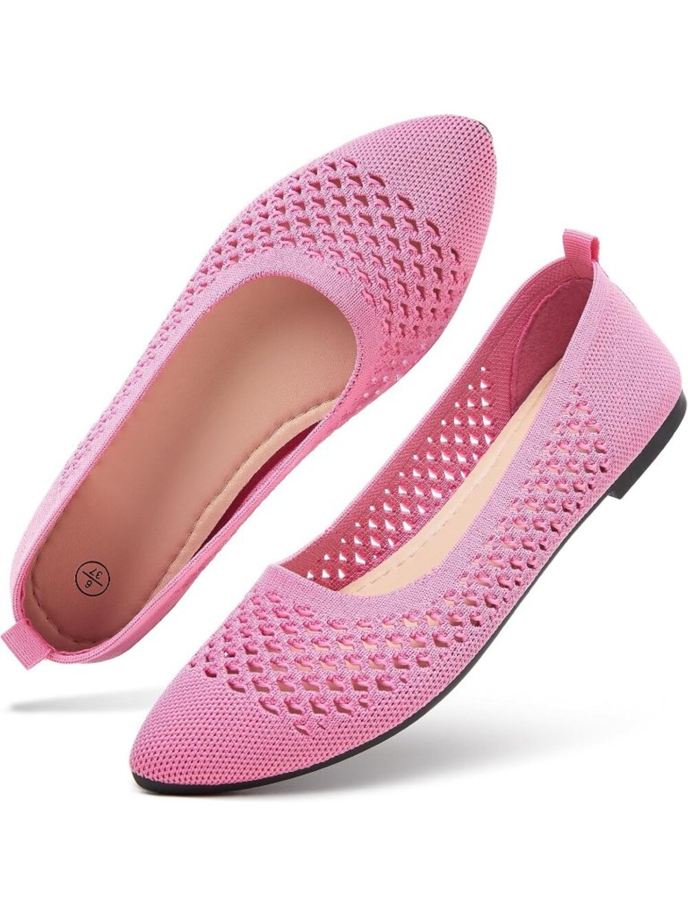 Women's Pink Breathable Pointed Toe Slip on Casual Loafer Ballet Flat Shoes